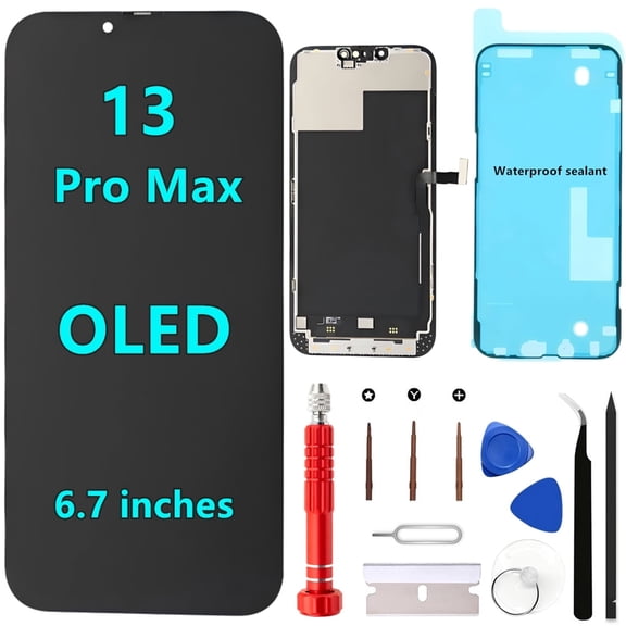 OLED for iPhone 13 Pro Max Screen Replacement Kit [Soft OLED,NOT LCD] 6.7'' Full HD Display 3D Touch Digitizer Assembly A2484 A2641 A2643 A2644 A2645 with Repair Tools and Waterproof sealant