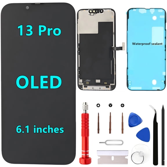 OLED for iPhone 13 Pro Screen Replacement Kit [Soft OLED,NOT LCD] 6.1'' Full HD Display 3D Touch Digitizer Assembly A2483 A2636 A2638 A2639 A2640 with Repair Tools and Waterproof sealant