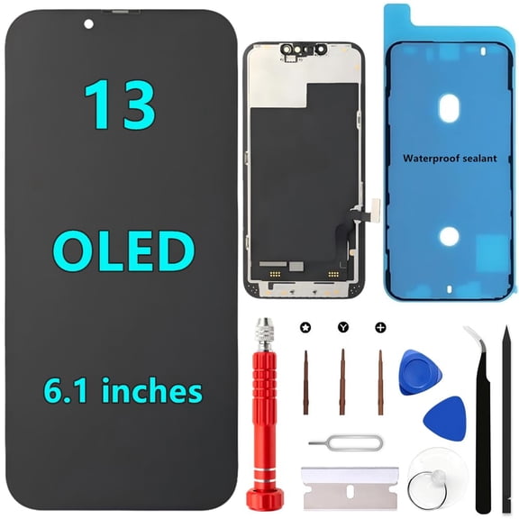 OLED for iPhone 13 Screen Replacement Kit [Soft OLED,NOT LCD] 6.1'' Full HD Display 3D Touch Digitizer Assembly A2482 A2631 A2633 A2634 A2635 with Repair Tools and Waterproof sealant