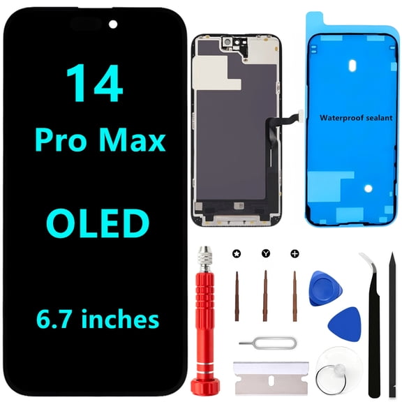 OLED for iPhone 14 Pro Max Screen Replacement Kit [Soft OLED,NOT LCD] 6.7'' Full HD Display 3D Touch Digitizer Assembly A2651 A2893 A2894 A2895 A2896 with Repair Tools and Waterproof sealant