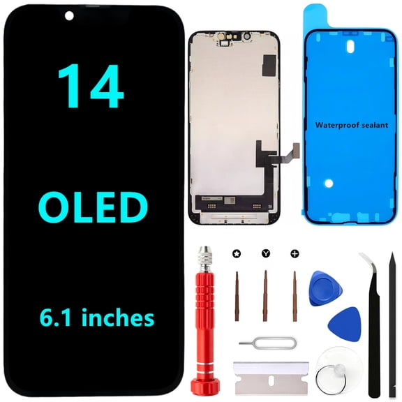OLED for iPhone 14 Screen Replacement Kit [Soft OLED,NOT LCD] 6.1'' Full HD Display 3D Touch Digitizer Assembly A2649 A2881 A2882 A2883 A2884 with Repair Tools and Waterproof sealant