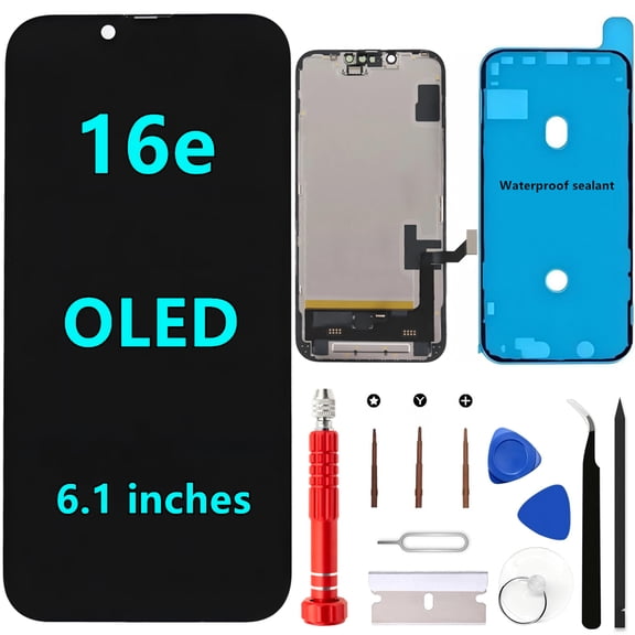 OLED for iPhone 16e Screen Replacement Kit [Soft OLED,NOT LCD] 6.1'' Full HD Display 3D Touch Digitizer Assembly A3212 A3408 A3409 A3410 with Repair Tools and Waterproof sealant