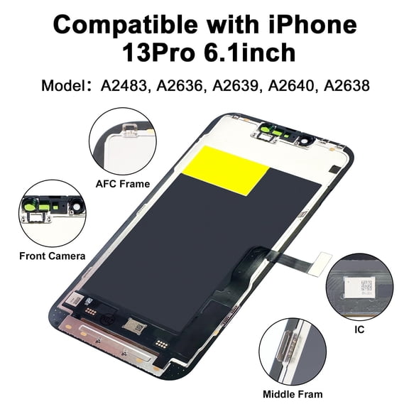 OLED screen for iPhone 13 Pro (non-LCD), 6.1-inch Full Retina display with touchscreen digitizer frame assembly