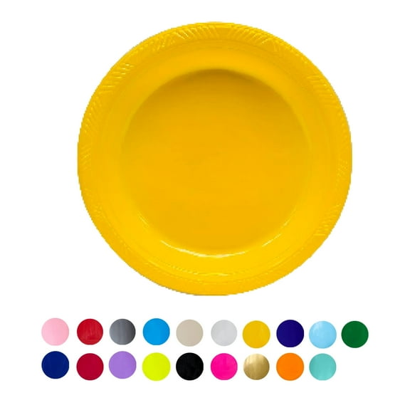 Olego 10.25 in Yellow Plastic Dinner Plates, 20 Count