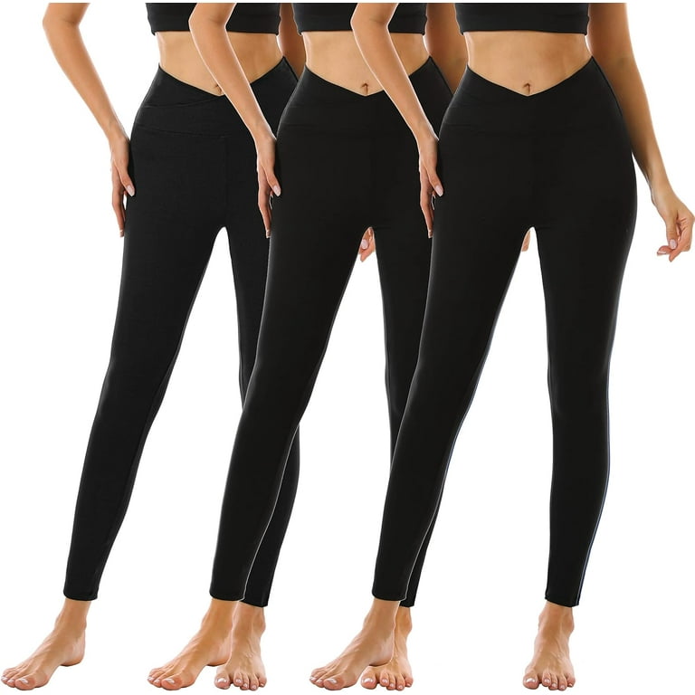 OLENNZ 3pack V Cross Waist Leggings For Women Tummy Control Soft Workout Running High Waisted Non See Through Yoga Pants S