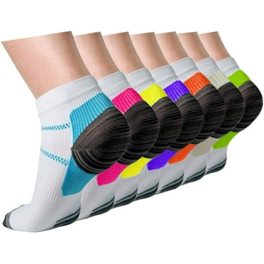 OLENNZ Compression Running Socks For Men & Women 7 Pack L-XL Athletic,Travel& Medical
