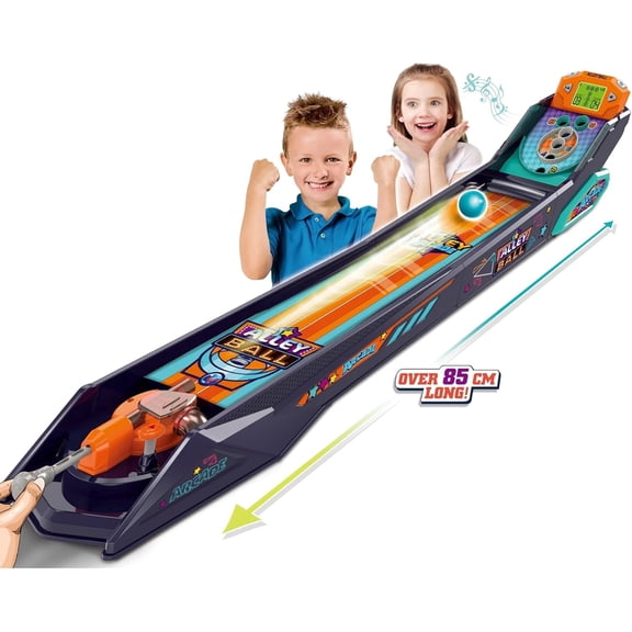 OLEOCA Alley Ball Game  Electronic Roll & Score Tabletop Arcade, Auto Scoring with Lights & Sound, Pull-Handle Launcher  1-2 Players, Mini Arcade Game for Kids