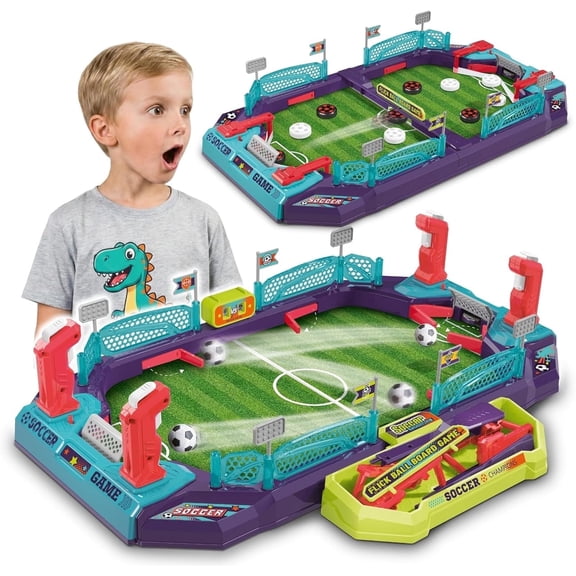 OLEOCA Soccer Board Game — 2 in 1 Foosball & Sling Puck Game for Kids Ages 3+