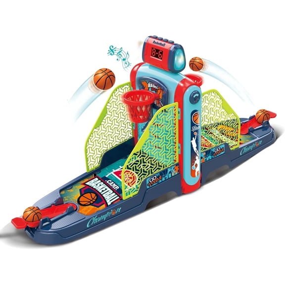 OLEOCA Tabletop Basketball Game — 2-Player Mini Basketball Game with Electronic Scoring & Timer, Two-Hoop Design for Desk Play, Moving Hoop Challenge for Kids Ages 3+
