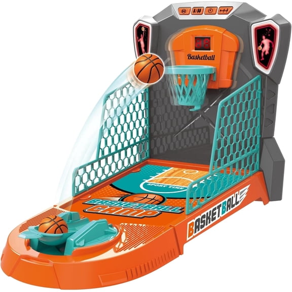 OLEOCA Tabletop Basketball Game – Mini Basketball Arcade for Kids, Fun Indoor Desk Games with Electronic Scoring, Basketball Toy for Boys & Girls, Skill-Building Game for Ages 3+