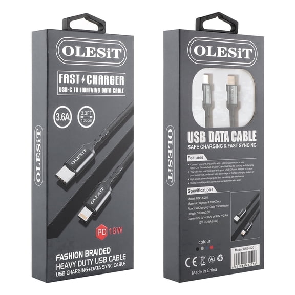 OLESIT USBC to Lightning Fast Charging & Data Sync Cable 3.3 Feet
