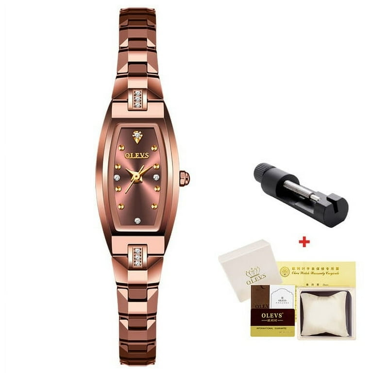 OLEVS 5510 Slim Thin Watch for Women Luxury Tungsten Steel Band Tonneau Design Square Shape Elegant Diamond Quartz Ladies Watch