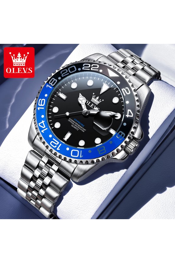 OLEVS 5657 Mens Watch Original Stainless Steel Date Quartz Watch Waterproof Luminous Sports Watches For Man Box Gifts Reloj
