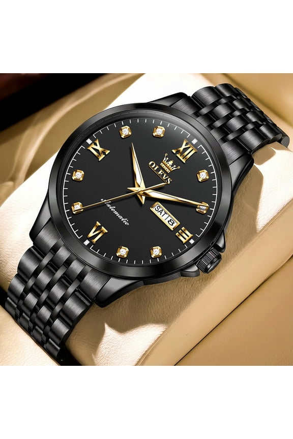 Automatic Watches for Men Business Fashion Dress Self Winding Mechanical Luminous Classic Mens Watches with Multi Calendar Easy Read Stainless Steel Men Wrist Watches Anniversary Gift