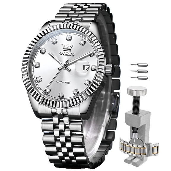 OLEVS Automatic Watches for Men Fashion Dress Self Winding Mechanical Watches Classic Mens Watches with Date Easy Read Plated Golden Stainless Steel Luminous Men Wrist Watches Reloj para Hombre