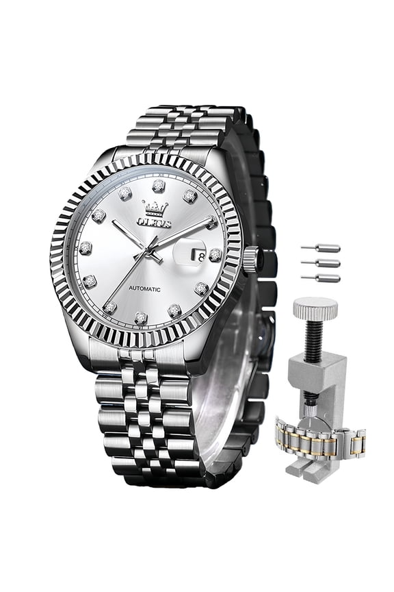 Automatic Watches for Men Fashion Dress Self Winding Mechanical Watches Classic Mens Watches with Date Easy Read Plated Golden Stainless Steel Luminous Men Wrist Watches Reloj para Hombre