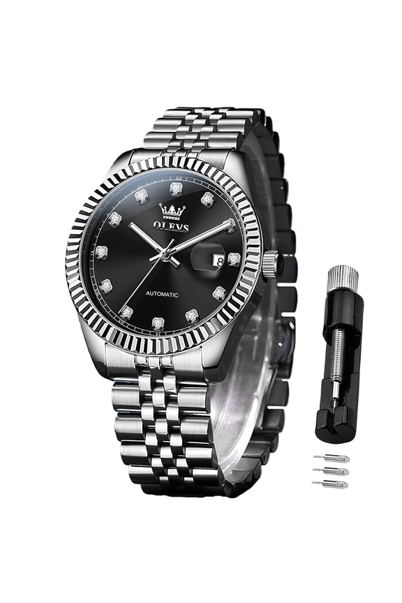Automatic Watches for Men Fashion Dress Self Winding Mechanical Watches Classic Mens Watches with Date Easy Read Plated Golden Stainless Steel Luminous Men Wrist Watches Reloj para Hombre