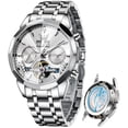 thumbnail image 1 of OLEVS Automatic Watches for Men Luxury Dress Waterproof Self Winding Mechanical Chronograph Diamond Stainless Steel Luminous Date Skeleton Tourbillon Mens Watches Gift Reloj Para Hombre, 1 of 14