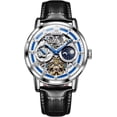 thumbnail image 1 of OLEVS Automatic Watches for Men Mechanical Self Winding Skeleton Moon Phase Dress Luxury Brown Black Leather Roma Rumerals Waterproof Luminous Mens Wrist Watches Reloj Para Hombre Red/Blue/White, 1 of 15