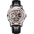 thumbnail image 1 of OLEVS Automatic Watches for Men Mechanical Self Winding Skeleton Moon Phase Dress Luxury Brown Black Leather Roma Rumerals Waterproof Luminous Mens Wrist Watches Reloj Para Hombre Red/Blue/White, 1 of 15