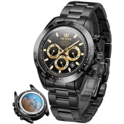 OLEVS Automatic Watches for Men Self Winding Chronograph Mechanical Luxury Dress Stainless Steel Calendar Date Waterproof Luminous Mens Wrist Watches Gift Reloj Para Hombre Black/Blue/Green Dial