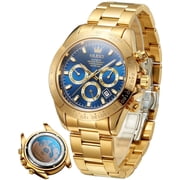 OLEVS Automatic Watches for Men Self Winding Chronograph Mechanical Luxury Dress Stainless Steel Calendar Date Waterproof Luminous Mens Wrist Watches Gift Reloj Para Hombre Black/Blue/Green Dial