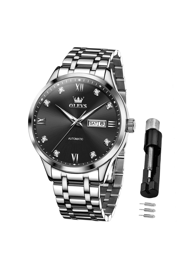 Automatic Watches for Men Self Winding Mechanical Classic Dress Luminous Multi Calendar Stainless Steel Plated Golden Fashion Two Tone Mens Wrist Watches Reloj Para Hombre