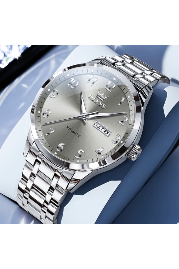 Automatic Watches for Men Self Winding Mechanical Fashion Dress Luminous Roman Numeral Multi Calendar Stainless Steel Classic Two Tone Mens Wrist Watches Reloj Para Hombre