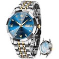 thumbnail image 1 of OLEVS Automatic Watches for Men Self Winding Mechanical Luxury Dress Stainless Steel Two Tone Strap Diamond Waterproof Luminous Date Mens Wrist Watches Reloj Para Hombre Black/Blue/Gold/White, 1 of 13
