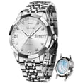 thumbnail image 1 of OLEVS Automatic Watches for Men Self Winding Mechanical Luxury Dress Stainless Steel Two Tone Strap Diamond Waterproof Luminous Date Mens Wrist Watches Reloj Para Hombre Black/Blue/Plated Gold/White, 1 of 13