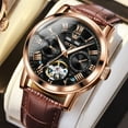 thumbnail image 1 of OLEVS Automatic Watches for Men Self Winding Mechanical Skeleton Flywheel Multifunction Luxury Dress Roma Rumerals Calendar Waterproof Luminous Men Wrist Watches Leather, 1 of 13