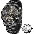 thumbnail image 1 of OLEVS Automatic Watches for Men Self Winding Mechanical Skeleton Luxury Dress Chronograph Gold Plated Stainless Steel Calendar Moon Phase Waterproof Luminous Mens Wrist Watches Reloj Para Hombre, 1 of 15