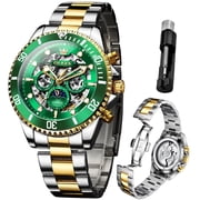 OLEVS Automatic Watches for Men Skeleton Self Winding Mechanical Fashion Dress Chronograph Moon Phase Stainless Steel Waterproof Luminous Mens Wrist Watches Gift Reloj Para Hombre