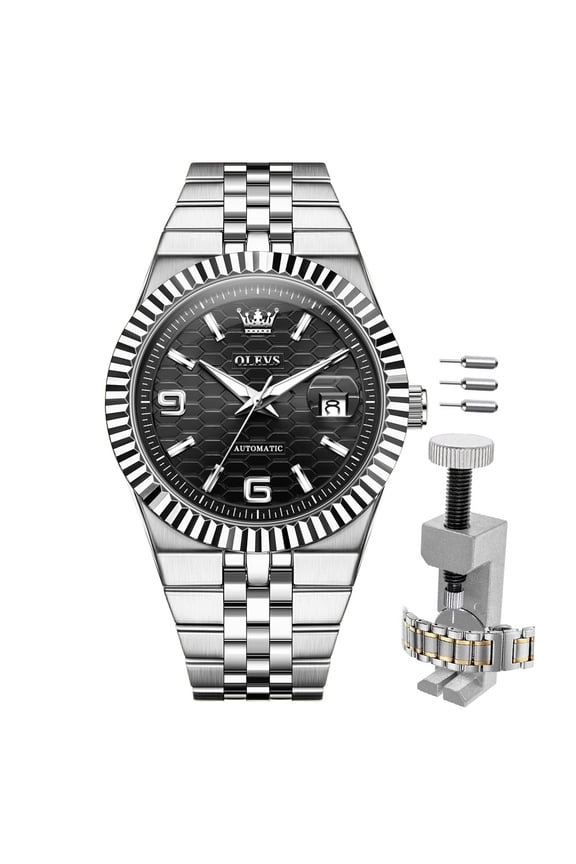 Automatic Watches for Men Two Tone Watches Self Winding Mechanical Classic Dress Easy Read Date Plated Golden Stainless Steel Luminous Mens Wrist Watches Reloj Para Hombre