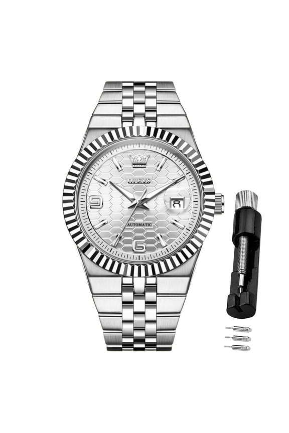 Automatic Watches for Men Two Tone Watches Self Winding Mechanical Classic Dress Easy Read Date Plated Golden Stainless Steel Luminous Mens Wrist Watches Reloj Para Hombre