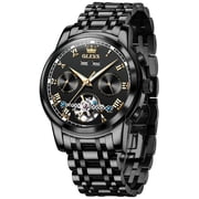 OLEVS Automatic Watches for Mens Self-Winding Mechanical Chronograph Classic Fashion Business Tourbillon Skeleton Stainless Steel Waterproof Luminous Mens Wrist Watches Reloj Para Hombre