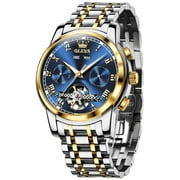 OLEVS Automatic Watches for Mens Self-Winding Mechanical Chronograph Classic Fashion Business Tourbillon Skeleton Stainless Steel Waterproof Luminous Mens Wrist Watches Reloj Para Hombre