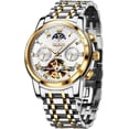 thumbnail image 1 of OLEVS Automatic Watches for Mens Skeleton Mechanical Self Winding Chronograph Calendar Classic Dress Moon Phase Multifunction Mens Wrist Watches Luminous Waterproof Stainless Steel Reloj Para Hombre, 1 of 14