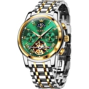 OLEVS Automatic Watches for Mens Skeleton Mechanical Self Winding Chronograph Calendar Classic Dress Moon Phase Multifunction Mens Wrist Watches Luminous Waterproof Stainless Steel Reloj Para Hombre