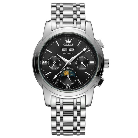 OLEVS Automatic Watches for Mens Stainless Steel Watch Self-Winding Analog Luxury Mens Dress Watch Luminous Waterproof Reloj, Gifts for Men, Male Watch 6633