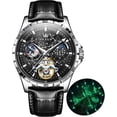 thumbnail image 1 of OLEVS Automatic Watches for Mens Starry Sky Skeleton Tourbillon Self Winding Mechanical Moon Phase Luminous Waterproof Luxury Dress Mens Wrist Watches Gifts Reloj Para Hombre Black/Blue/Green, 1 of 14
