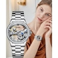 thumbnail image 1 of OLEVS Automatic Watches for Womens Mechanical Diamond Skeleton Self Winding Stainless Steel Luxury Dress Waterproof Luminous Ladies Watches Womens Wrist Watches Gift Reloj Para Mujer, 1 of 14