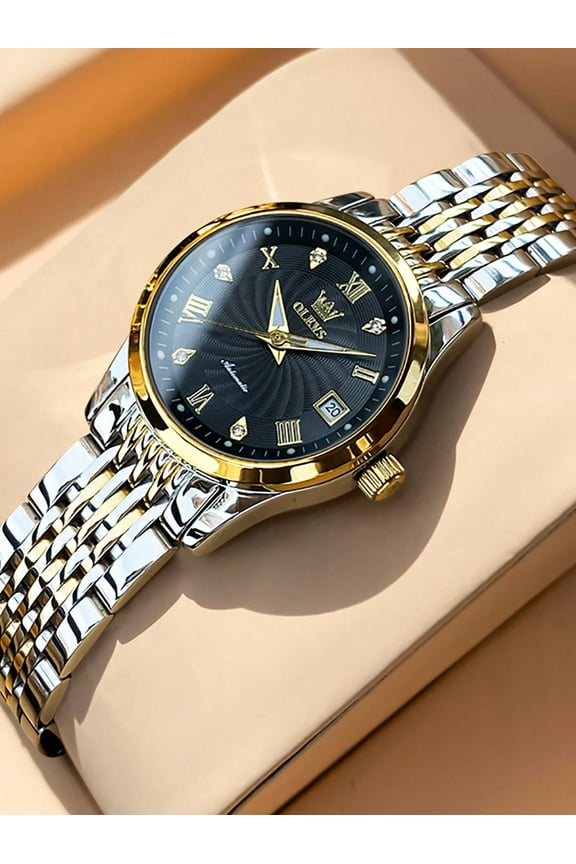 OLEVS Automatic Watches for Women Gold Classic Diamond Ladies Self-Winding Small Face Stainless Steel Wrist Watch Gift