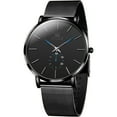 thumbnail image 1 of OLEVS Black Watches for Men Fashion Simple Ultra-Thin Minimalist Mesh Stainless Steel Strap Waterproof Quartz Analog Mens Wrist Watch, Gifts for Men, 1 of 11
