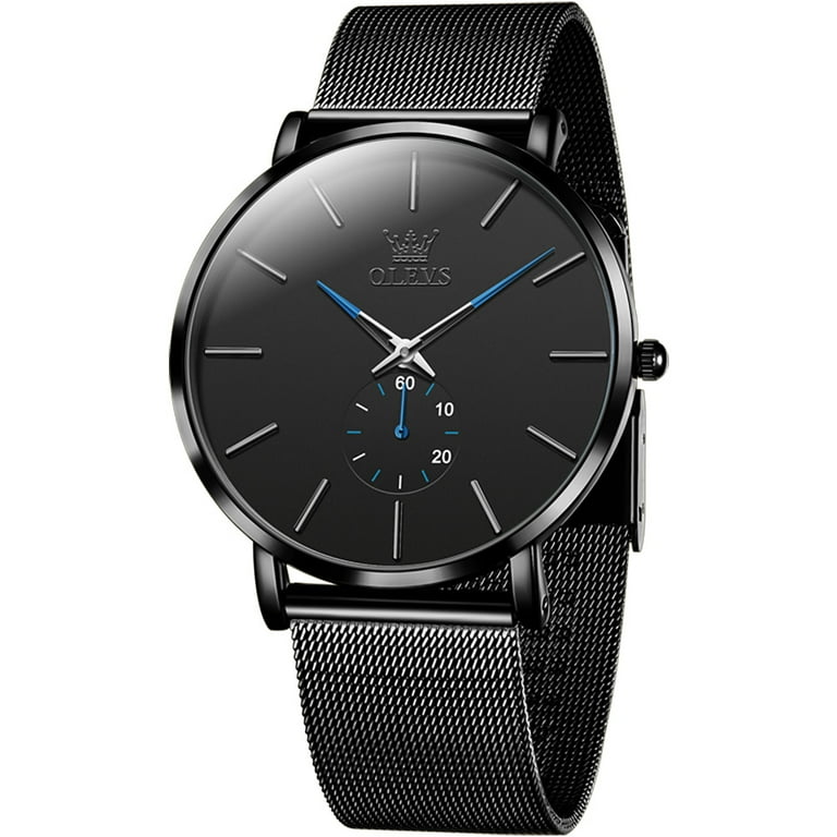 OLEVS Black Watches for Men Fashion Simple Ultra-Thin Minimalist