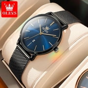 OLEVS Watches for Women Fashion Casual Analog Quartz Mesh Strap Date Ultra Thin Waterproof Luminous Ladies Wrist Watches Gifts Relojes para Mujer White/Black/Blue