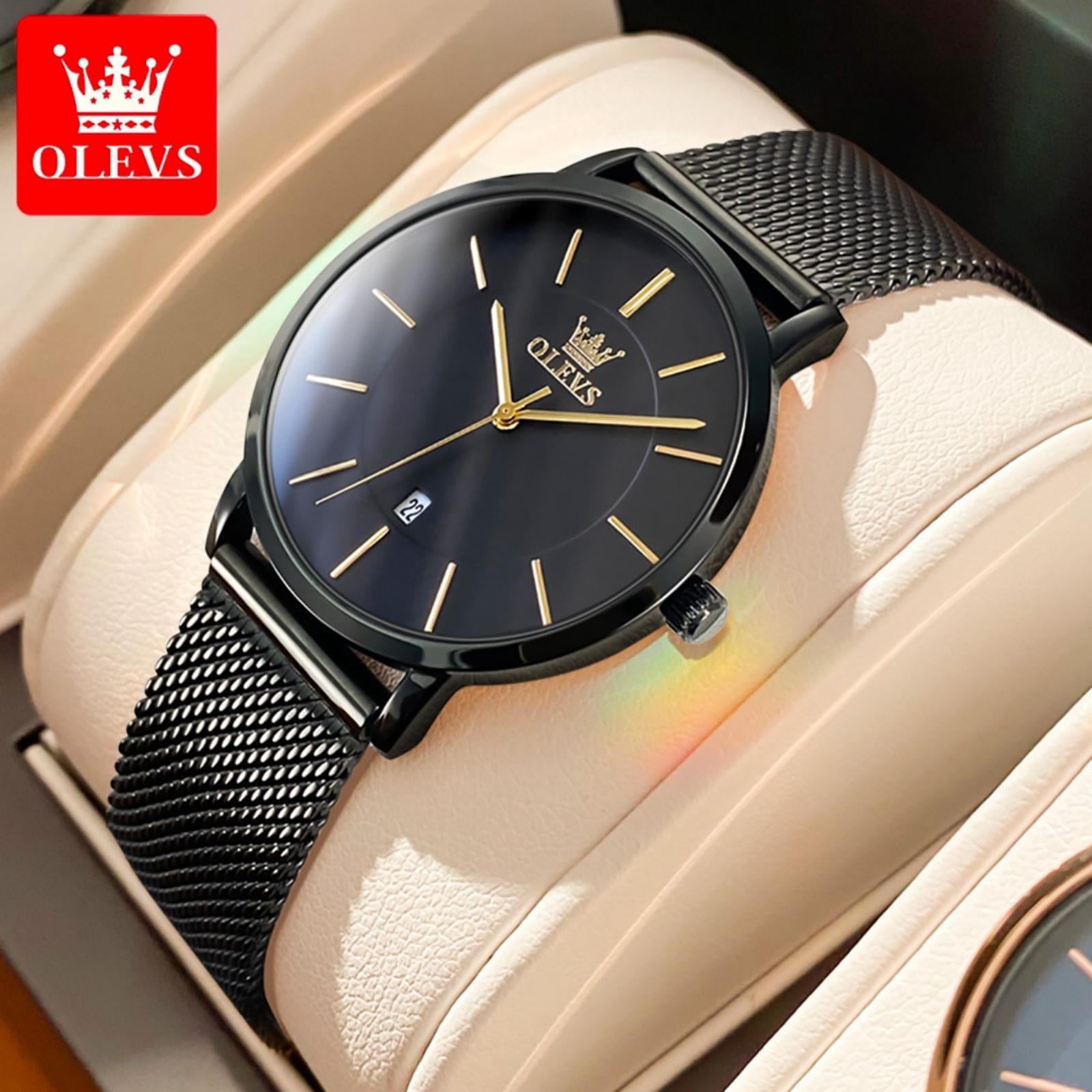 OLEVS Watches for Women Fashion Casual Analog Quartz Mesh Strap Date Ultra Thin Waterproof Luminous Ladies Wrist Watches Gifts Relojes para Mujer White/Black/Blue