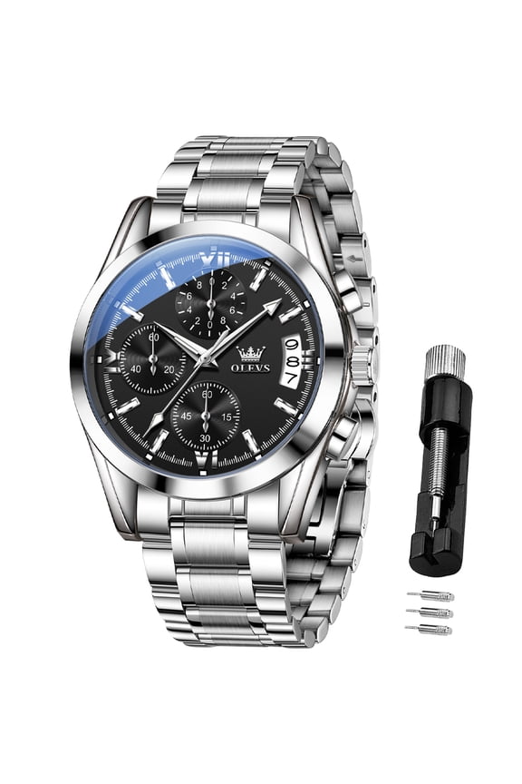 Chronograph Watches for Men Analog Quartz Luxury Luminous 6 Hands Easy Read Stainless Steel Business Dress Mens Watches with Date Men Wrist Watches Reloj para Hombre