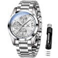 thumbnail image 1 of OLEVS Chronograph Watches for Men Analog Quartz Luxury Luminous 6 Hands Easy Read Stainless Steel Business Dress Mens Watches with Date Men Wrist Watches Reloj para Hombre, 1 of 1