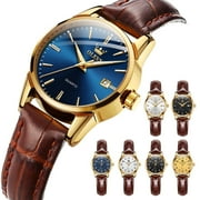 OLEVS Classic Leather Watches for Women, Business Dress Roman Arabic Numerals Ladies Watches, Waterproof Analog Quartz Womens Wrist Watches Brown Leather Strap Relojes para Mujer